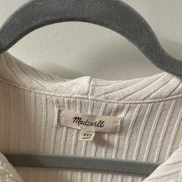 Madewell Ribbed Collared Button-Front Top - Cream - Picture 3 of 4